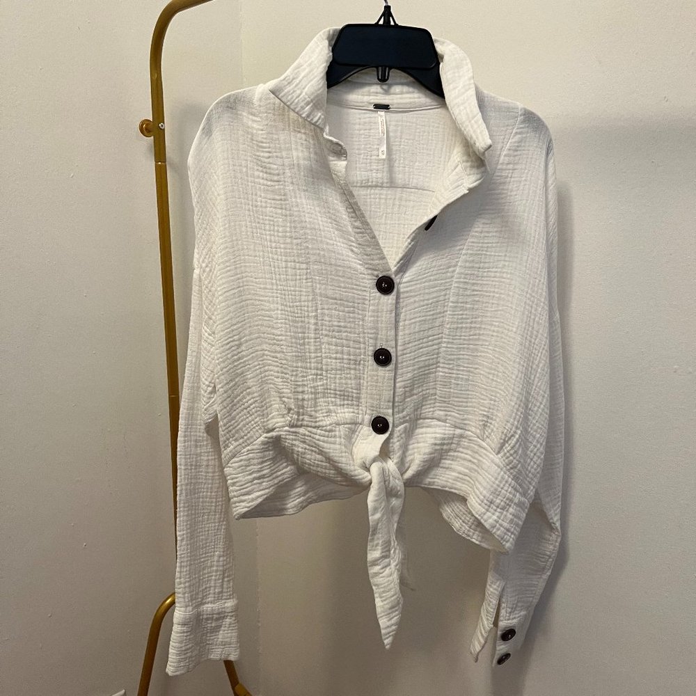 Free People white tie shirt